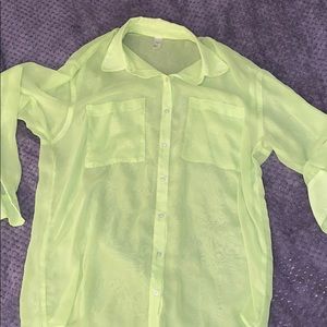 Neon Green Chiffon Blouse by American Apparel